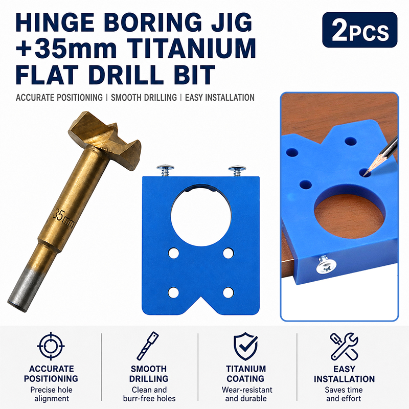 Woodworking Templates - Jig per Foratura Cerniere 35mm, Punta
